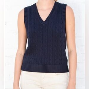Brandy Melville Navy V-Neck Sweater Vest